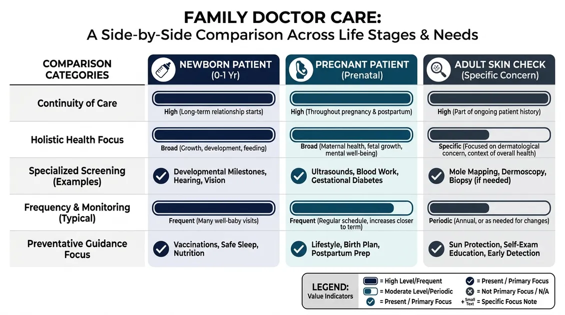 One family doctor treating a newborn, pregnant patient, and skin check in Spanish Fork