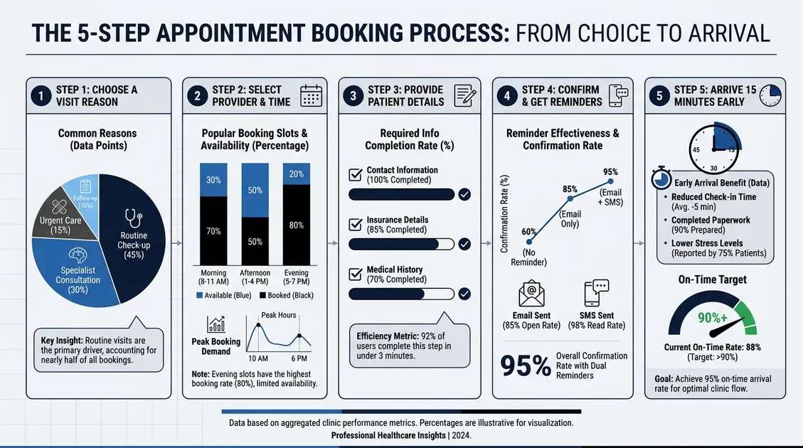Five-step infographic to book an appointment with Dr. Jedidiah Oldham DO